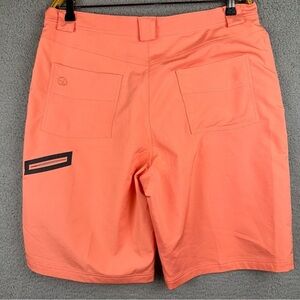 Straight Down Shorts Mens 34 Orange Strut Performance Golf Flat Front Relaxed